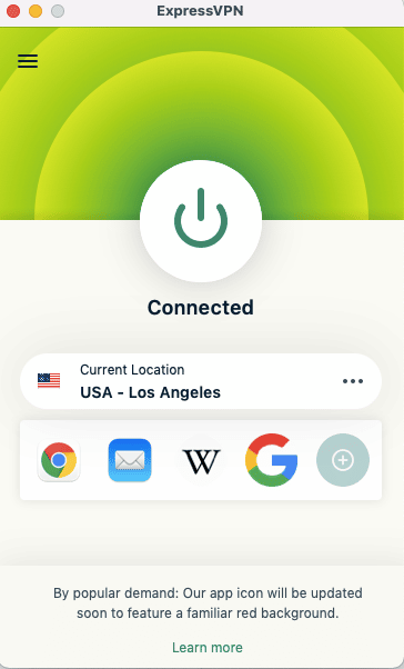 screenshot of the expressvpn desktop client