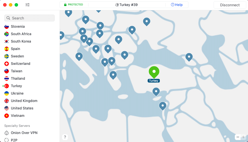 nordvpn connected to Turkey