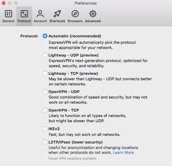 expressvpn protocols