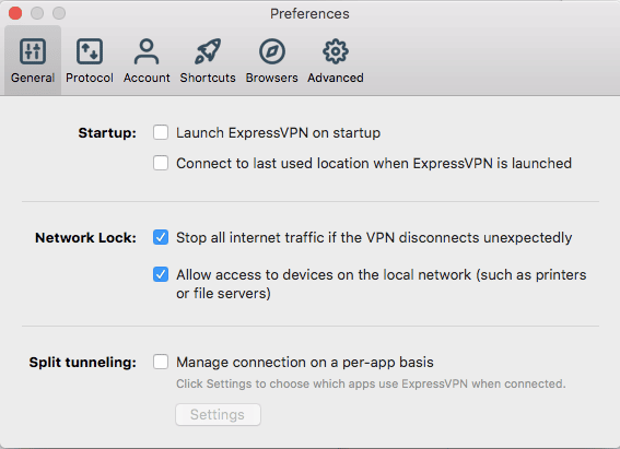 expressvpn preferences