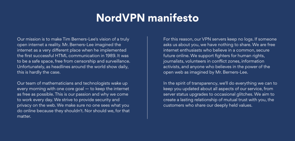 nordvpn manifesto
