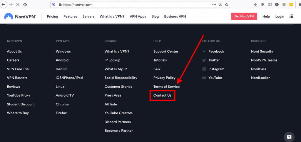 Nord VPN contact us