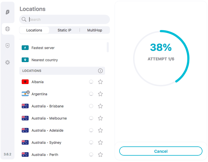 Surfshark VPN connection