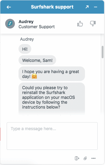 Surfshark VPN live chat