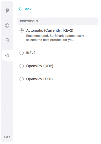 surfshark protocols