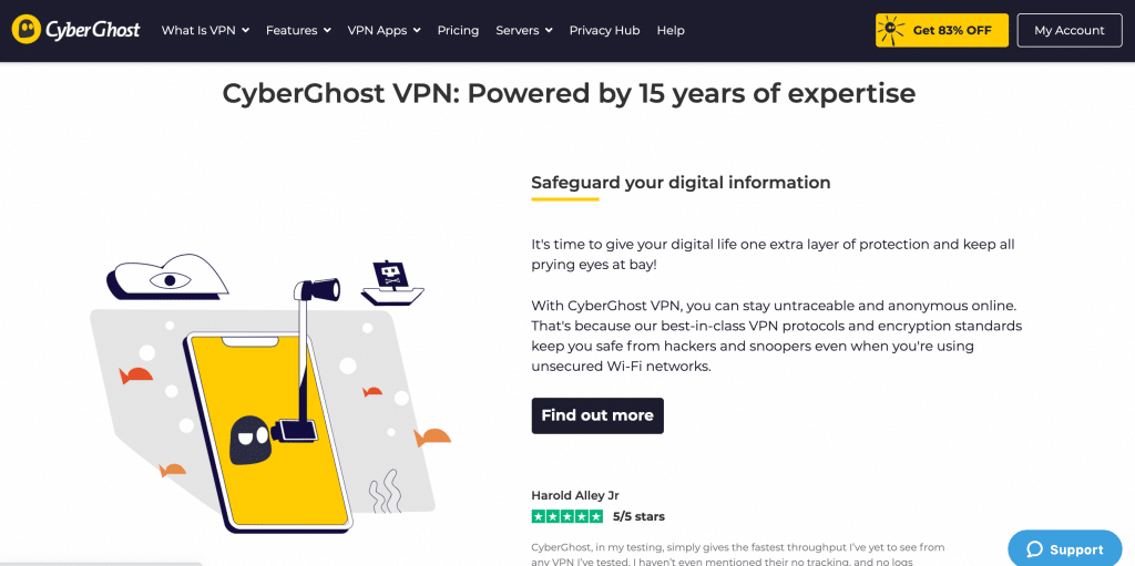 CyberGhost home page