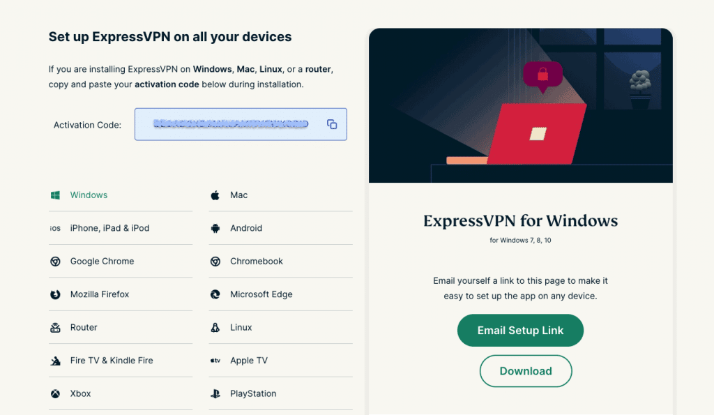 expressvpn windows setup page