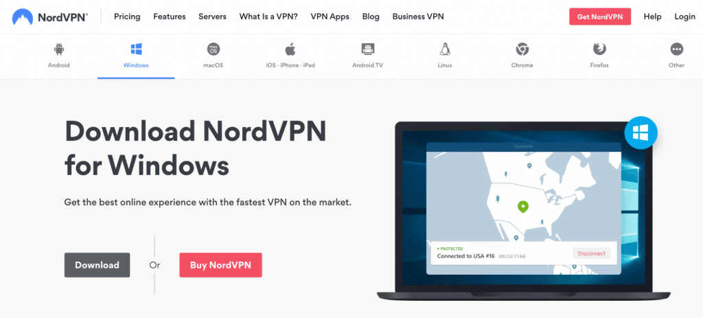 nordvpn landing page