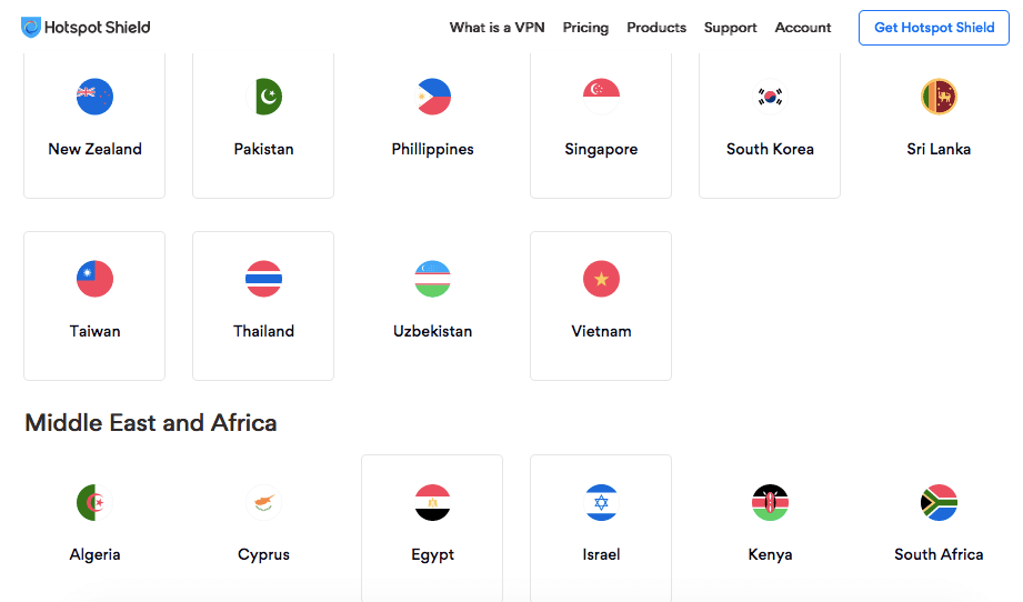 hotspot shield vpn africa and asia servers