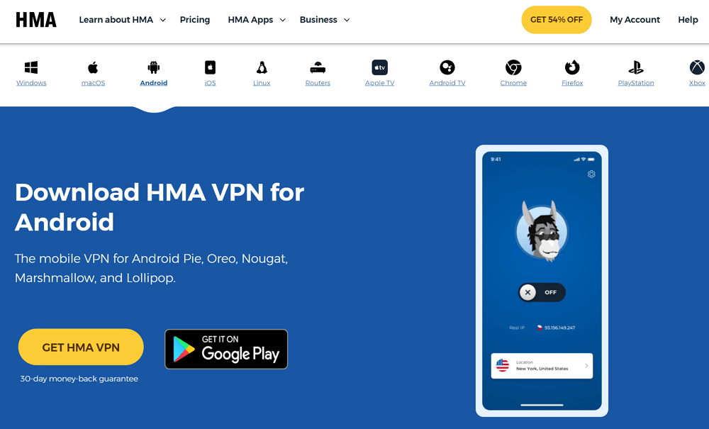 HMA for android