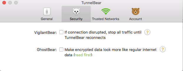 tunnelbear review security options