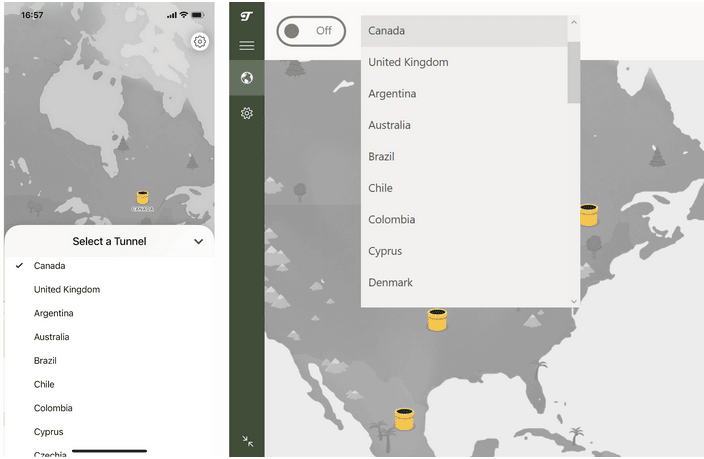 tunnelbear server locations