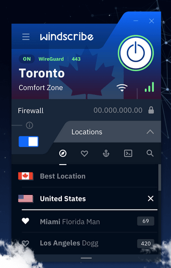 windscribe vpn ui sample