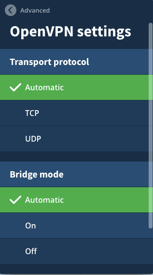 Mullvad VPN Bridge Modalità