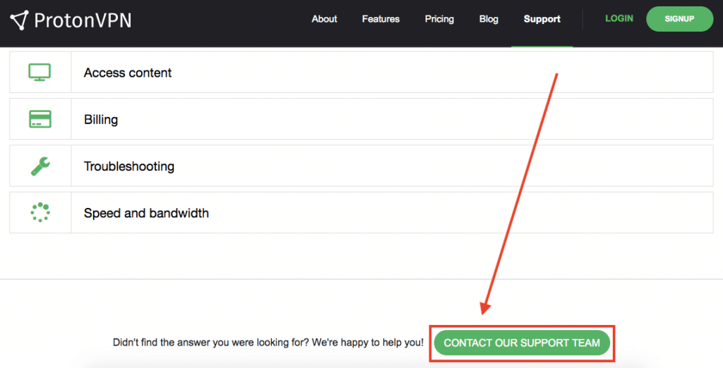 protonvpn contact support