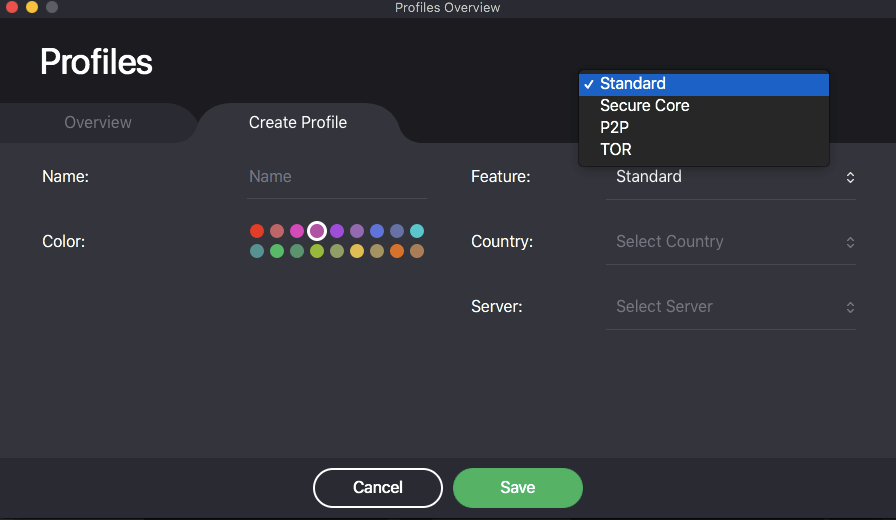 protonvpn profile creation