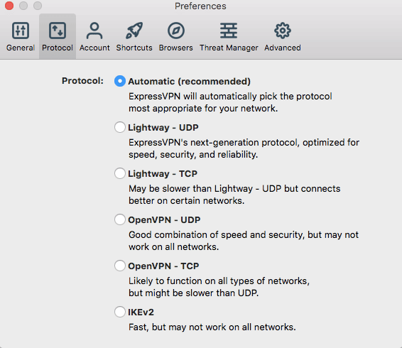 expressvpn protocols