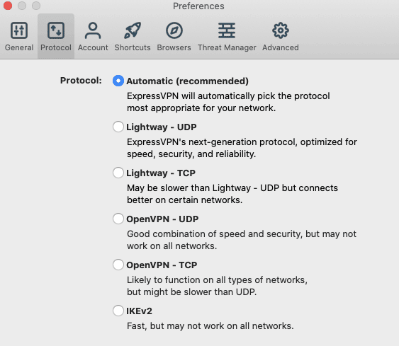 expressvpn change protocol