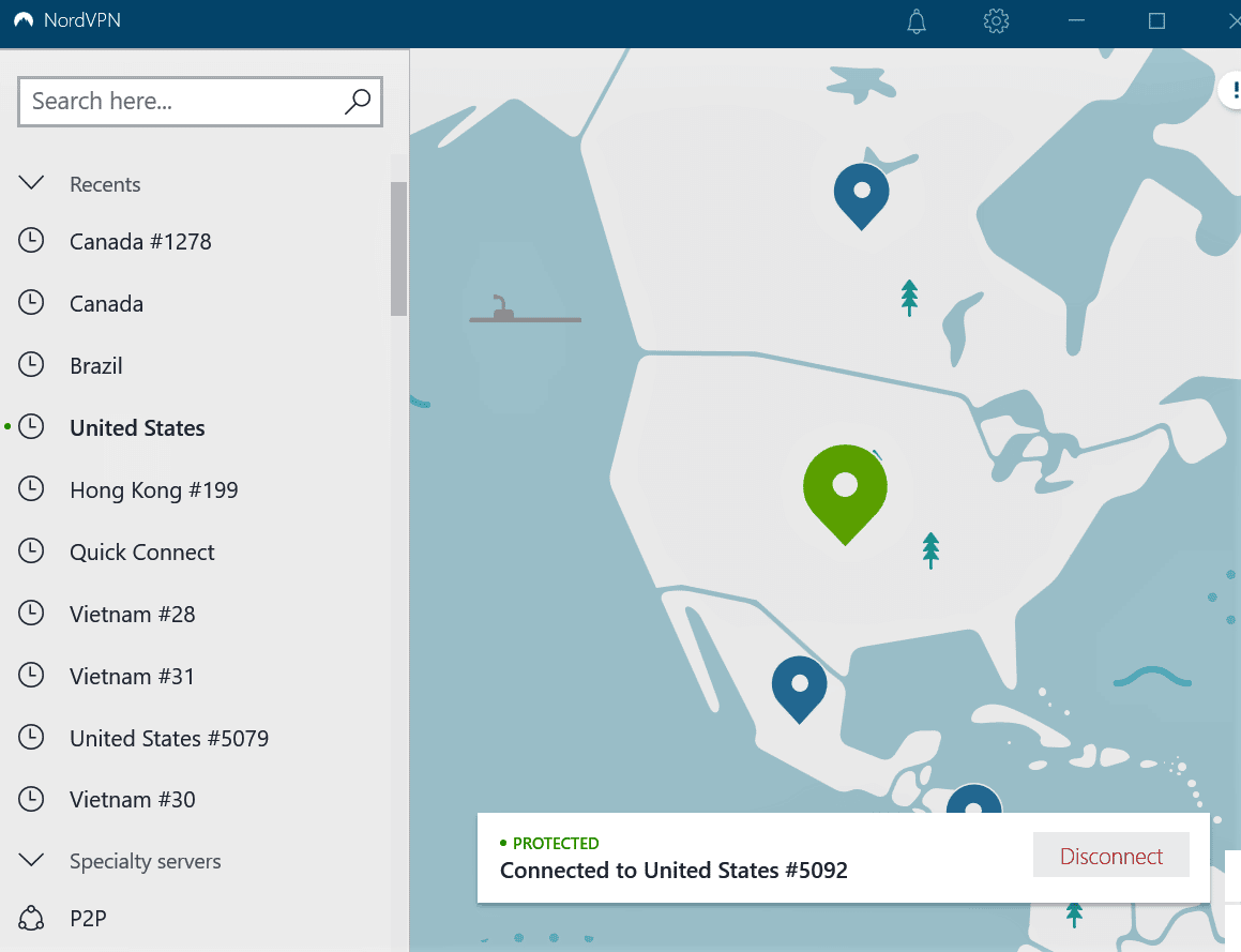 nordvpn server selection