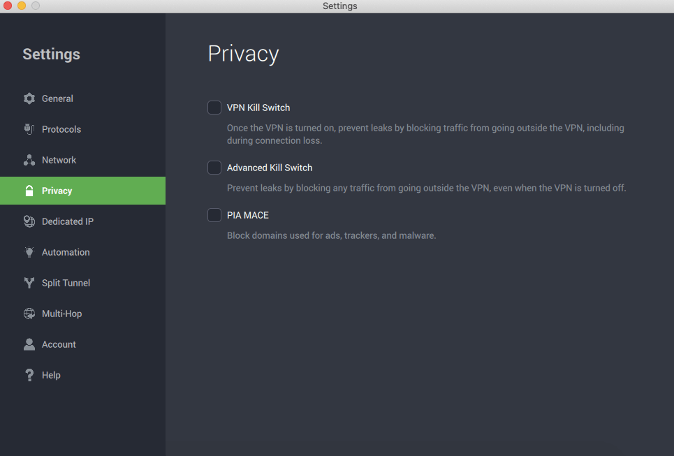 pia privacy features