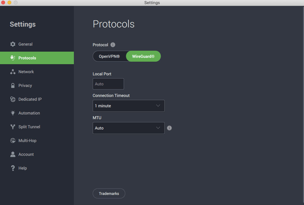 pia protocol settings