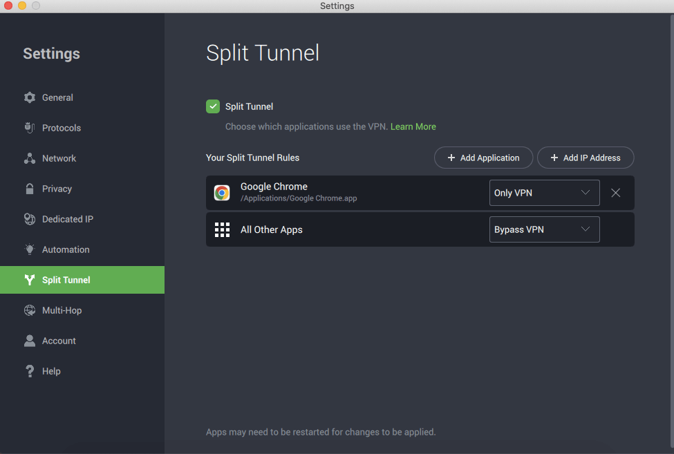 pia split tunneling