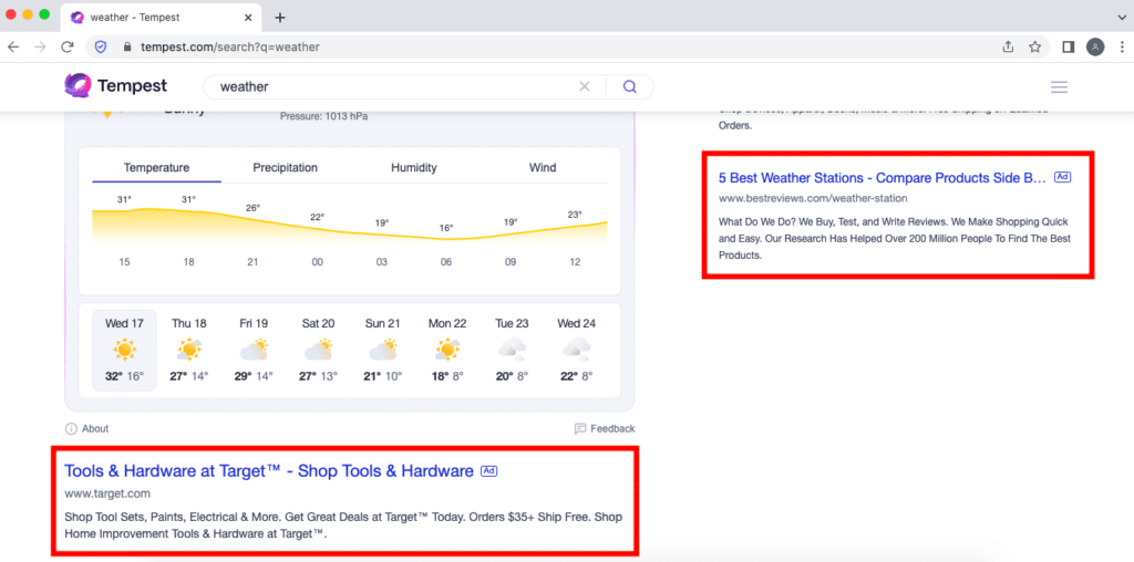 tempest search ads