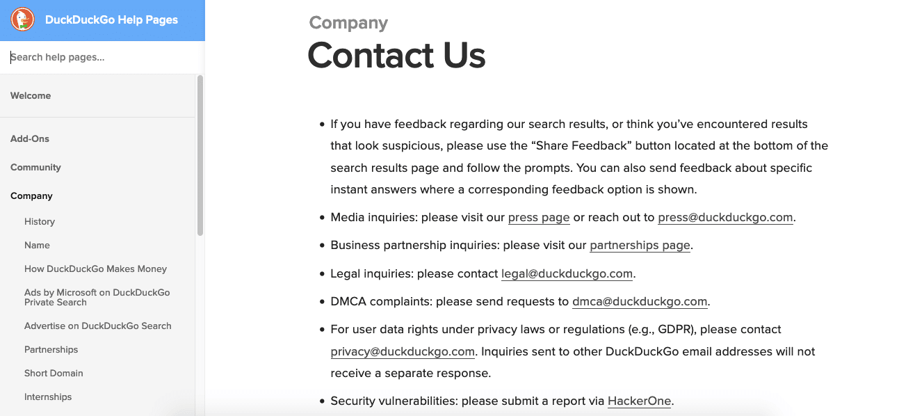 duckduckgo contact page