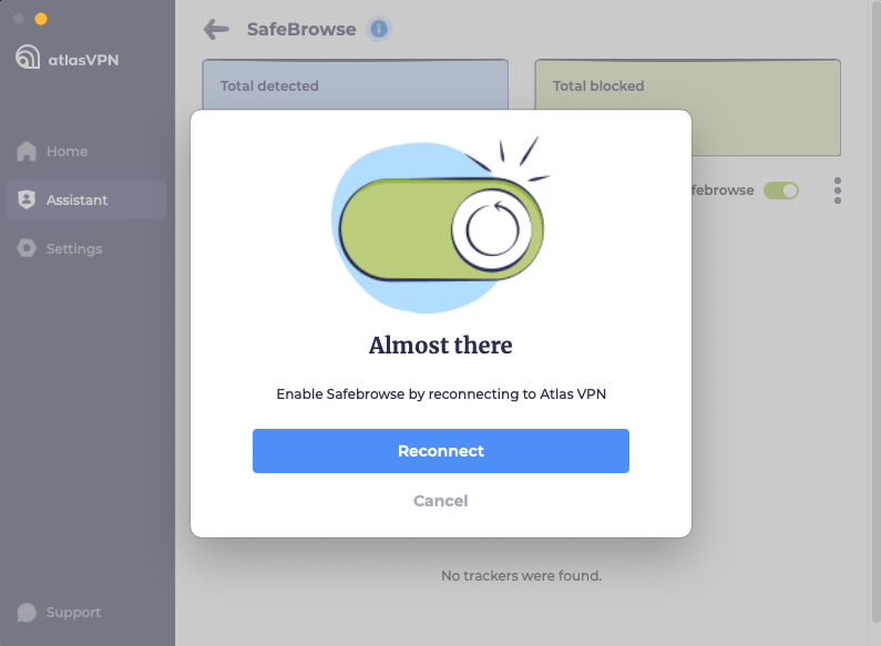 atlas vpn enable safebrowse