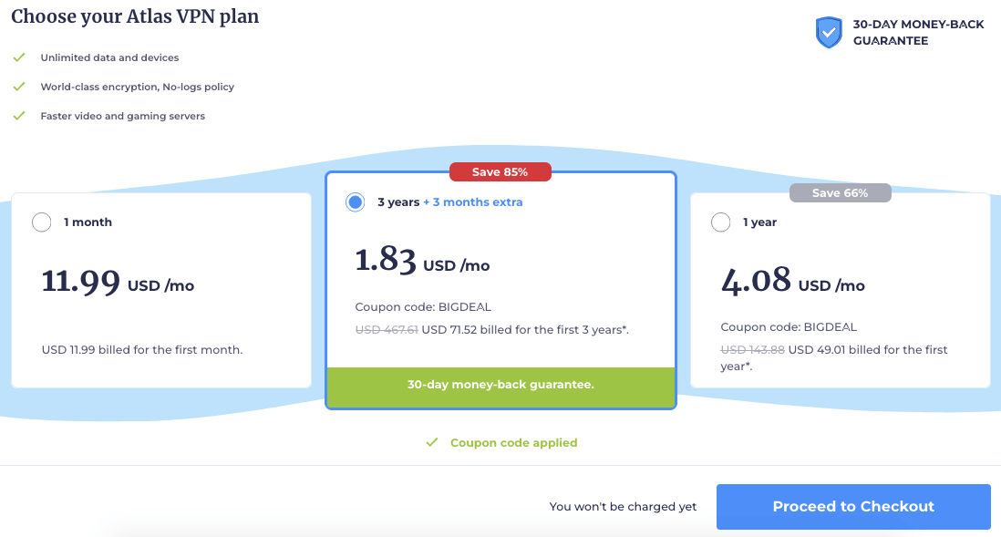 atlas vpn pricing