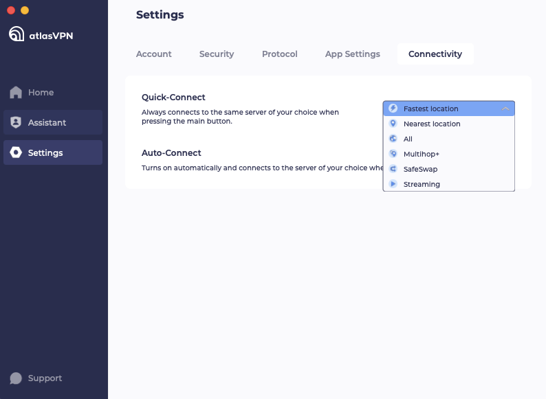 atlas vpn quick connect