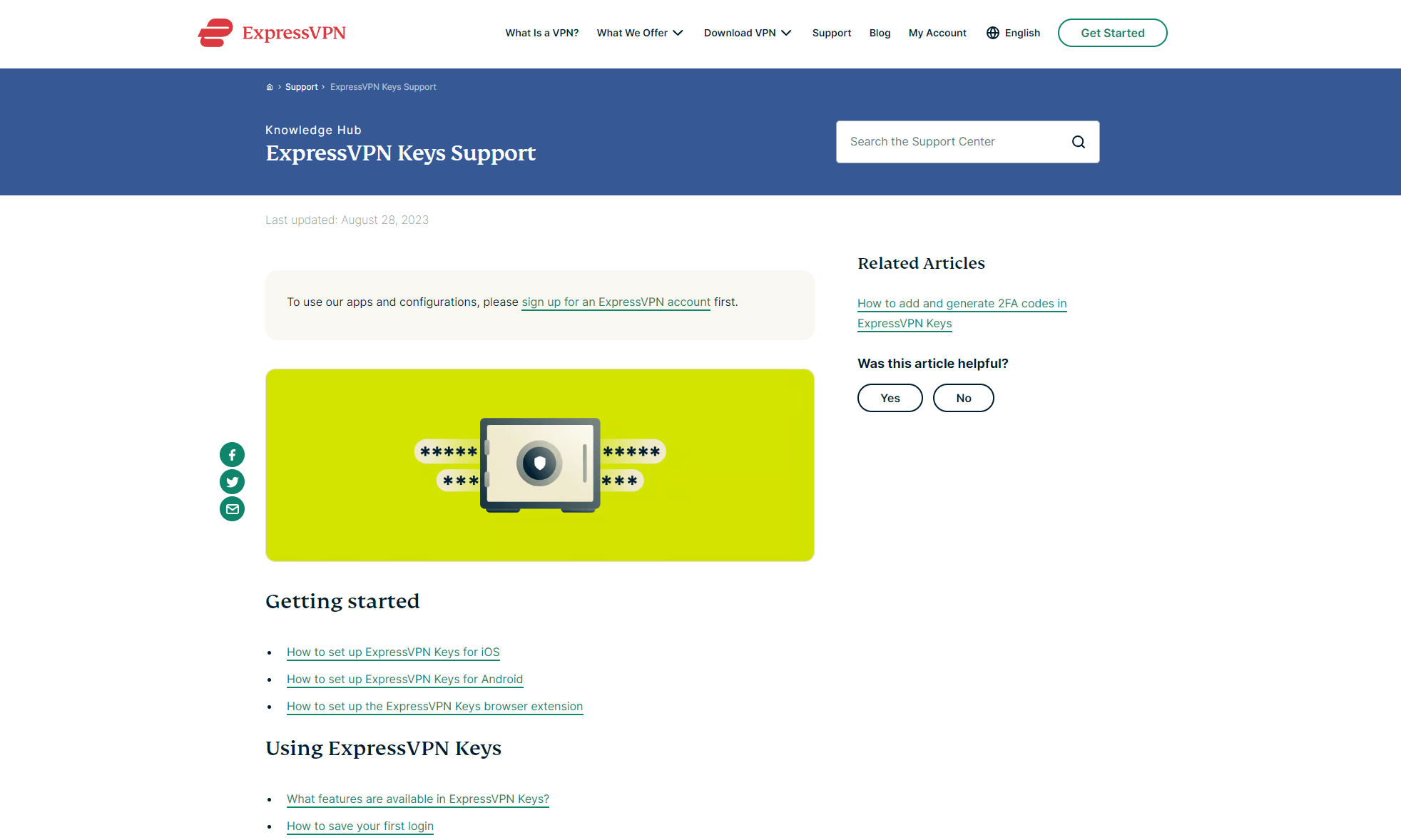 expressvpnkeys support