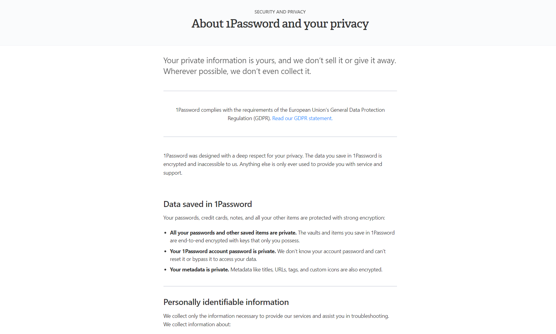 1password privacy