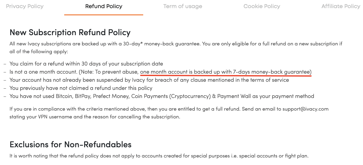 ivacy vpn refund policy