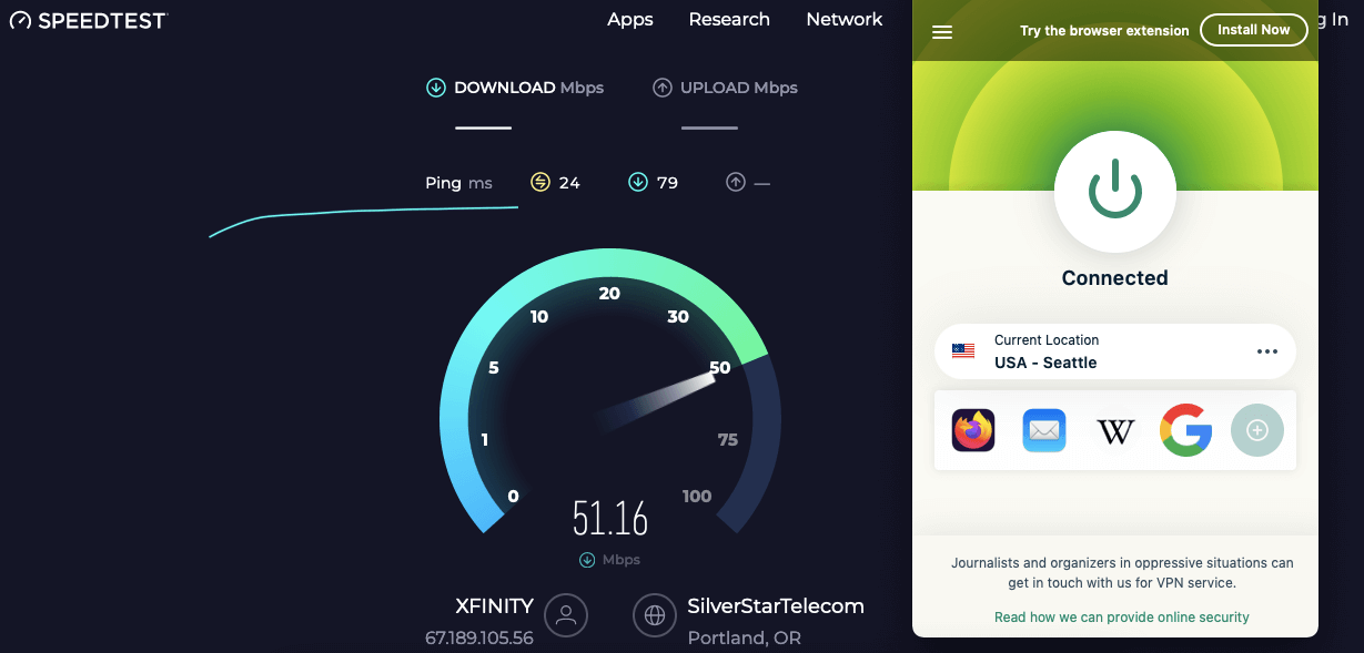 expressvpn speed test