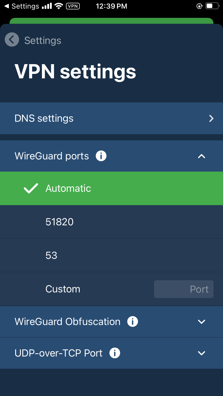 mullvad vpn ios settings