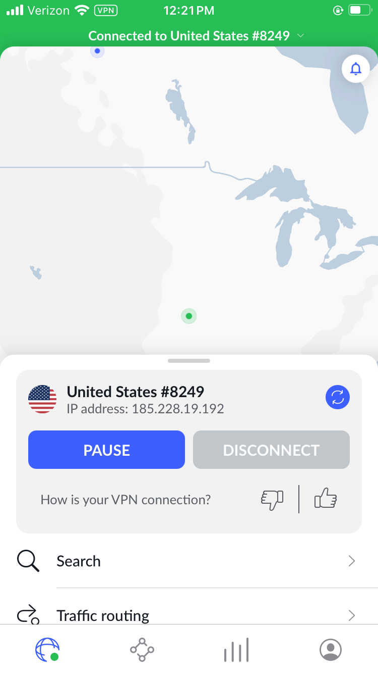 nordvpn ios interface