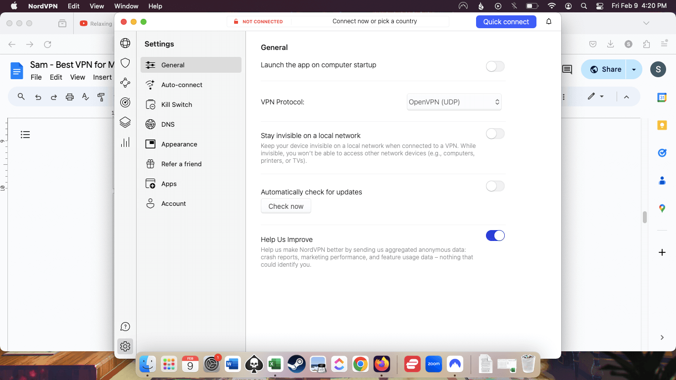 nordvpn macos settings