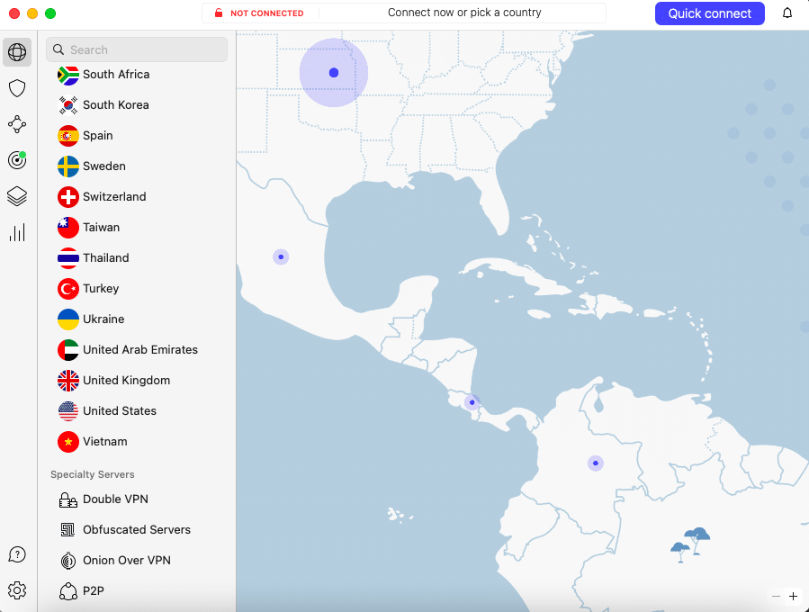 nordvpn main interface