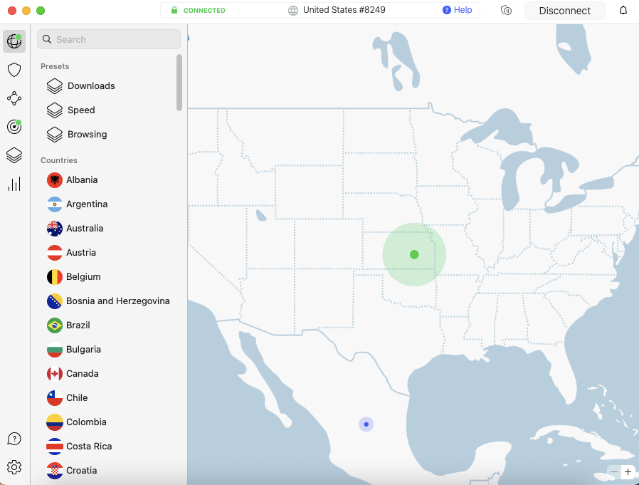 nordvpn server connected