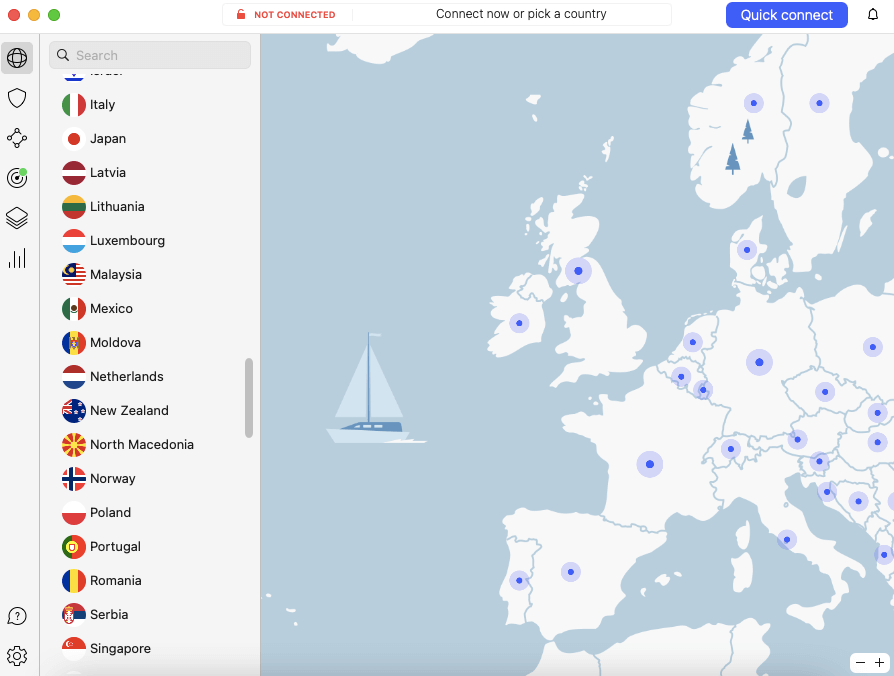 nordvpn server select