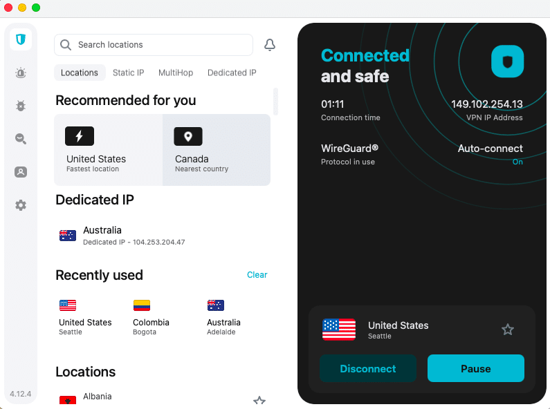 surfshark vpn main interface