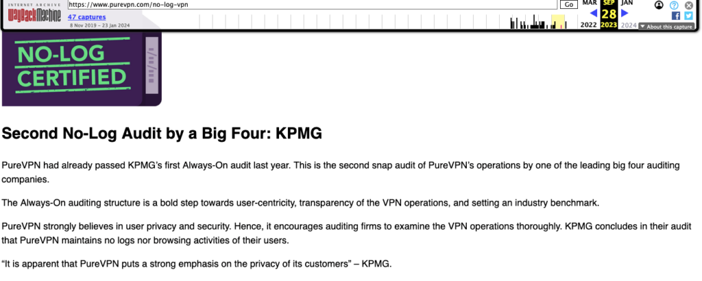 purevpn archived kpmg page