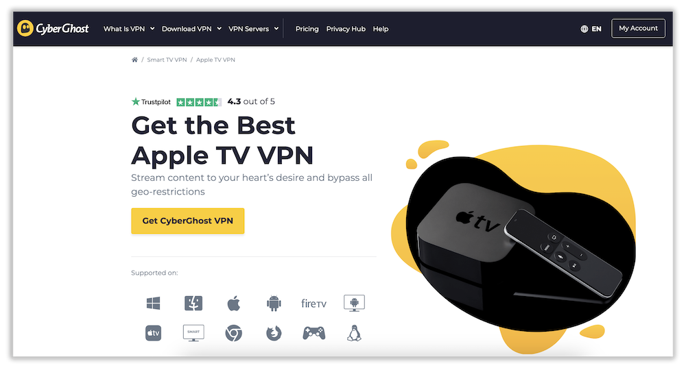 cyberghost apple tv