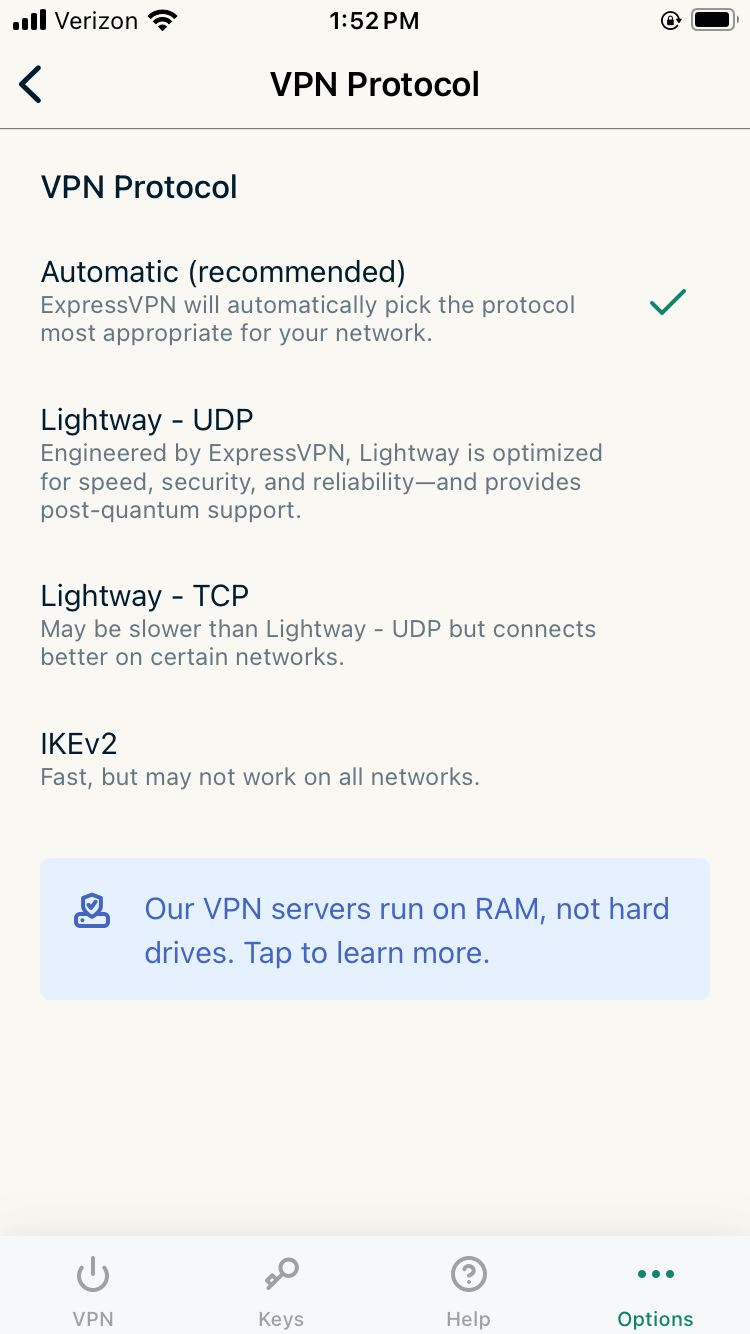 expressvpn ios protocol selection