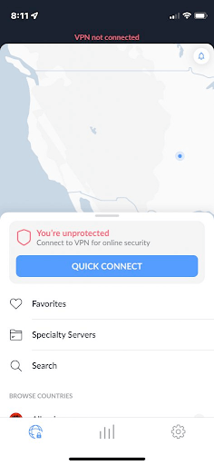 nordvpn ios interface