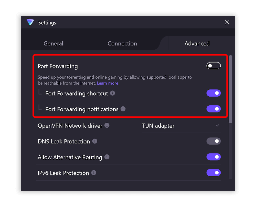 protonvpn port- forwarding