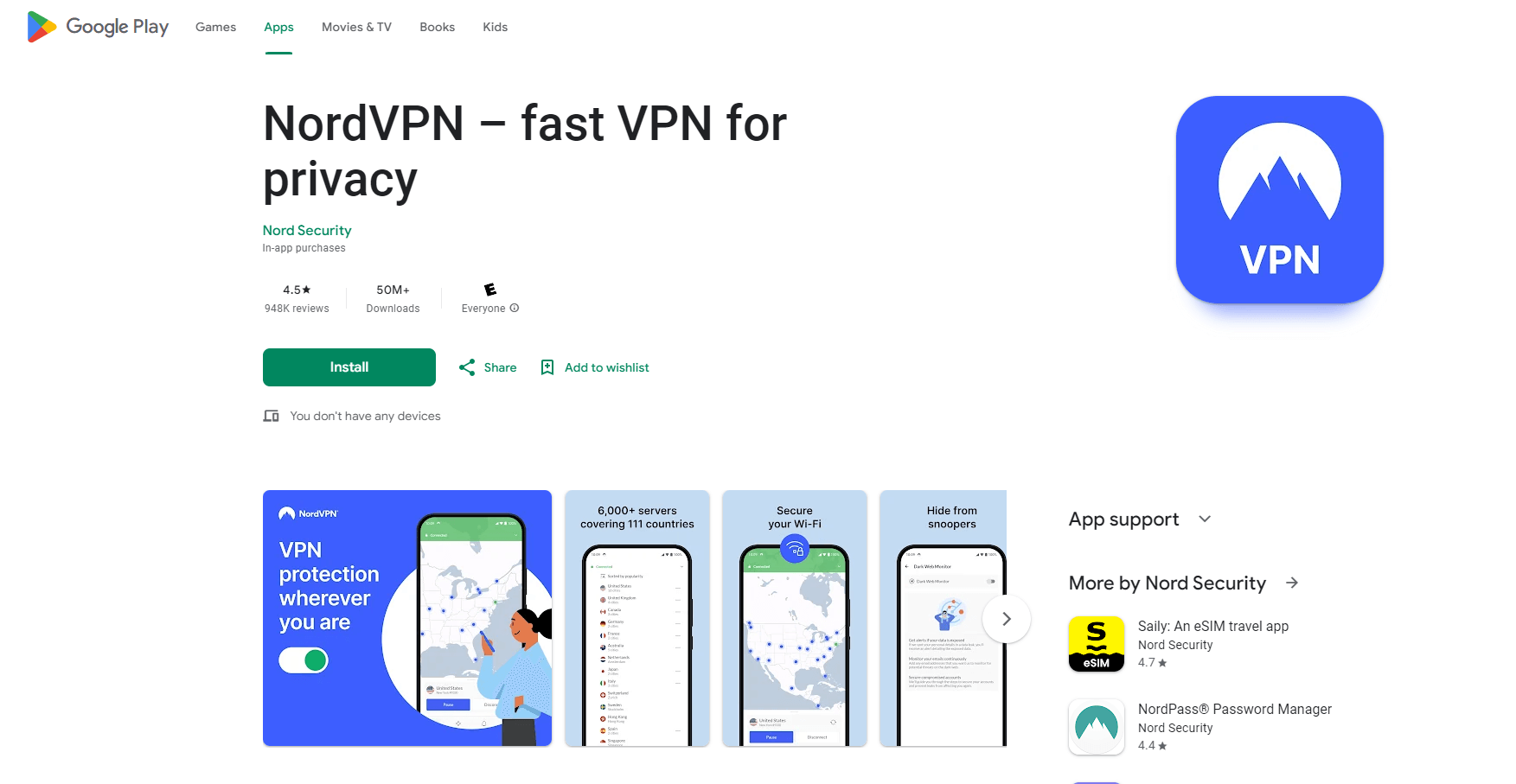 nordvpn google play store