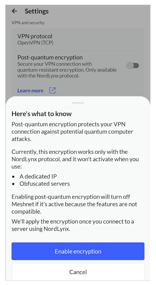 nordvpn post quantum encryption