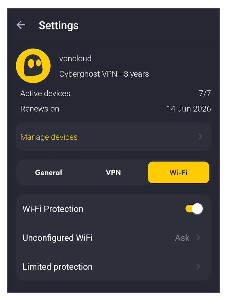 cyberghost wifi protection